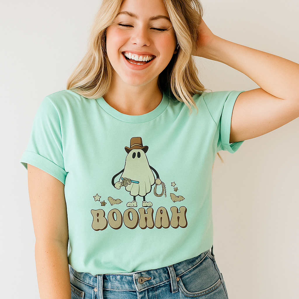 Boohah T-Shirt Halloween Ghost Tee Spooky Cute