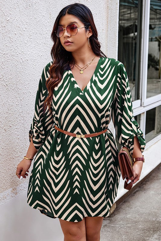 Plus Graphic Print Asymmetric Hem Loose Midi Dress
